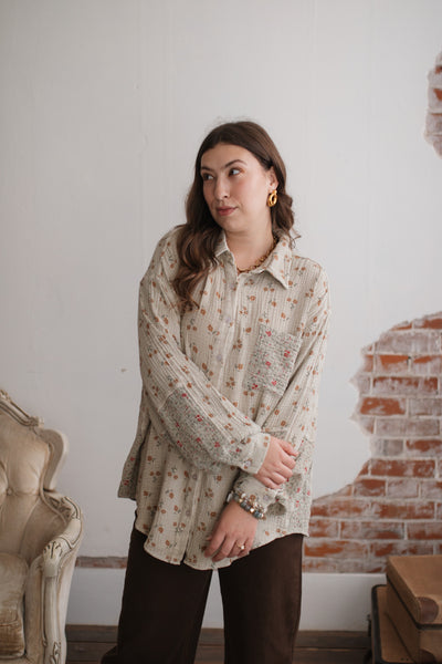 Flora Washed Gauze Button Down