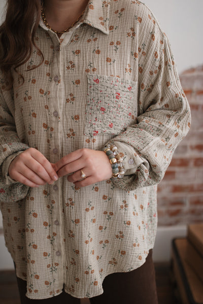 Flora Washed Gauze Button Down