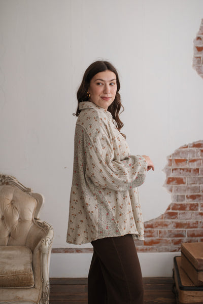 Flora Washed Gauze Button Down