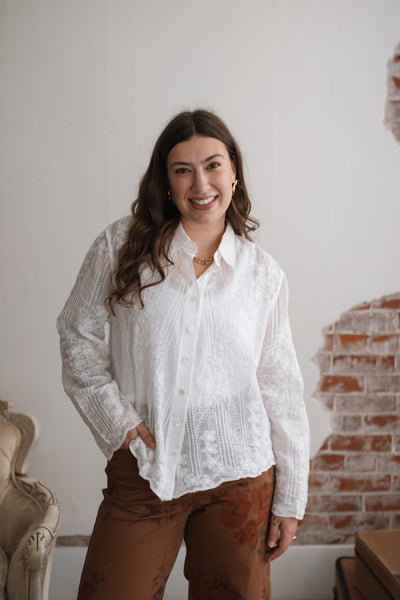 Lanie Embroidered Button Down Top