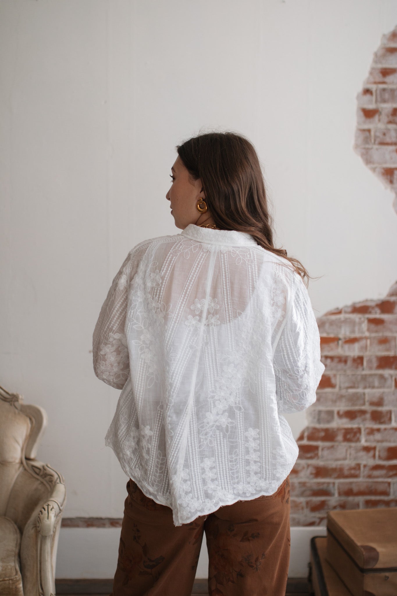 Lanie Embroidered Button Down Top