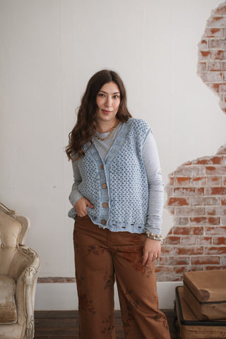 Lila Vintage Washed Knit Sweater Vest
