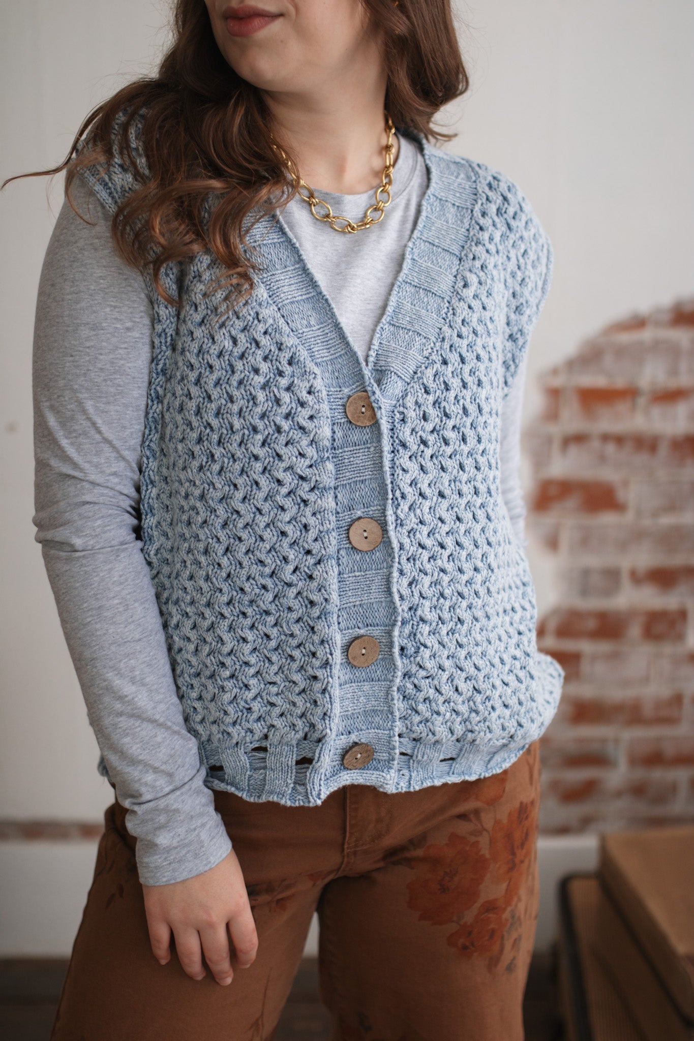 Lila Vintage Washed Knit Sweater Vest