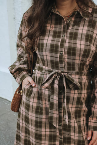 Annie Gingham Tie Midi Dress