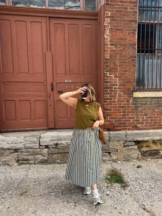 Carly Striped Midi Skirt