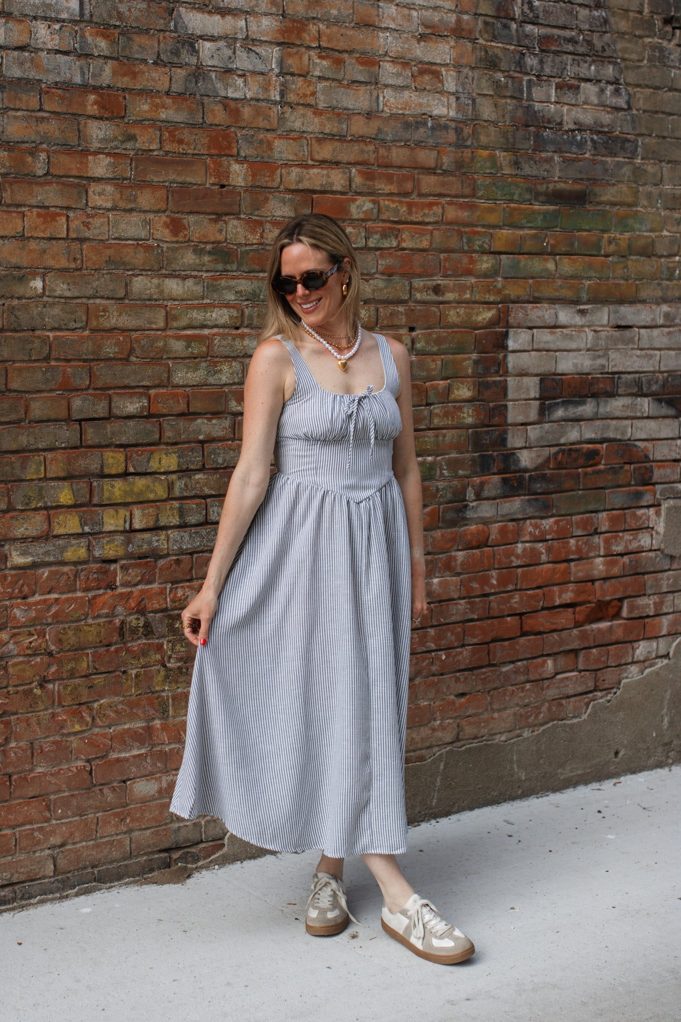 Amelia Striped Midi Dress