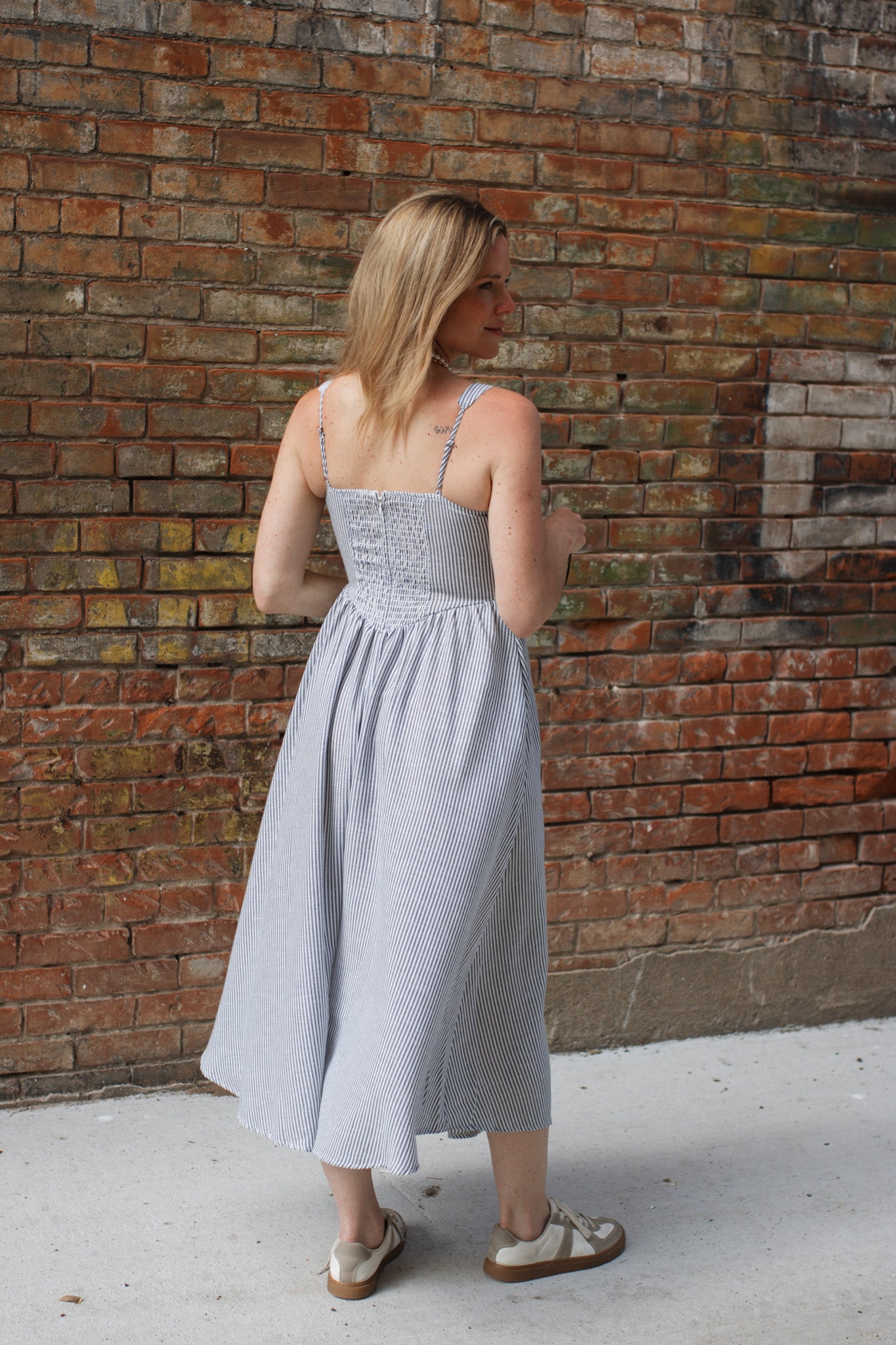 Amelia Striped Midi Dress