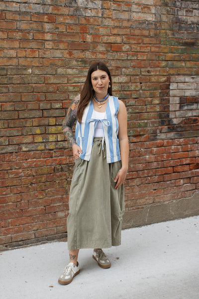 Hayden Striped Front Tie Vest