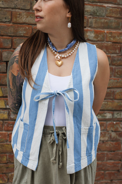 Hayden Striped Front Tie Vest