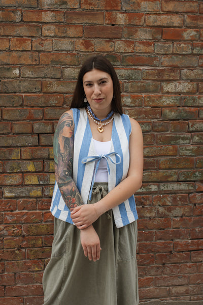 Hayden Striped Front Tie Vest