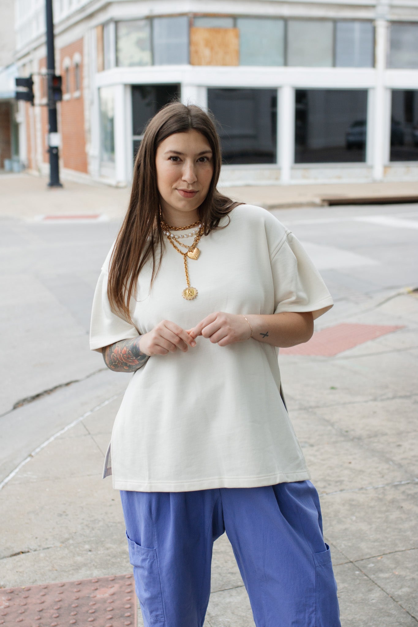 Claire French Terry Oversized Short Sleeve Top