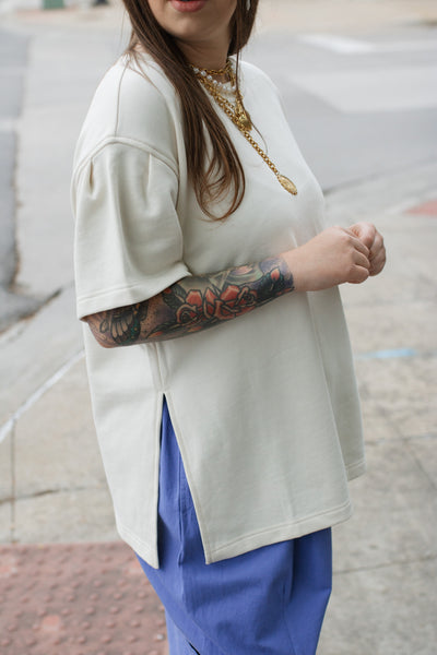Claire French Terry Oversized Short Sleeve Top