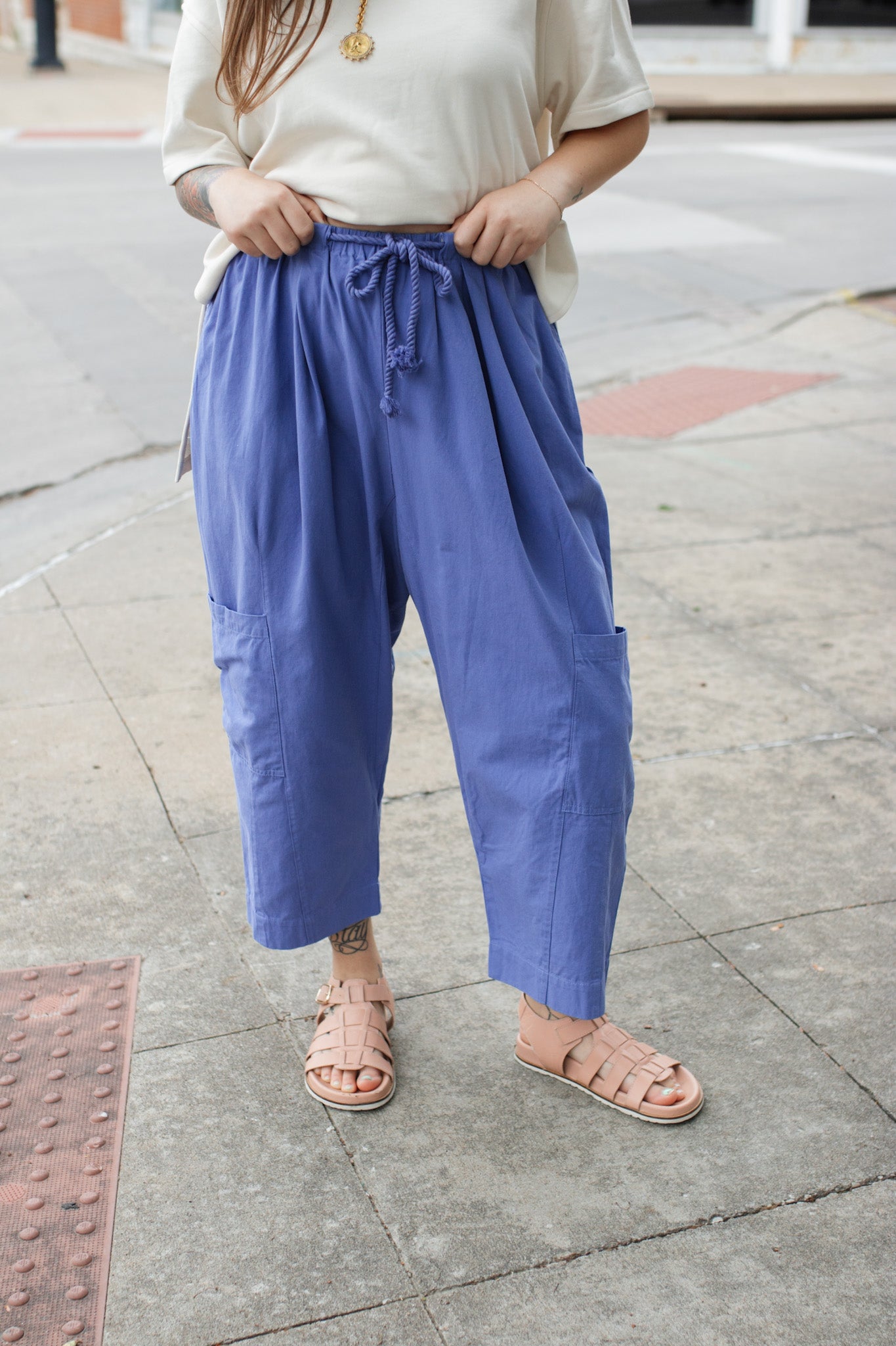 Mae Drawstring Billowy Harem Pants | Periwinkle
