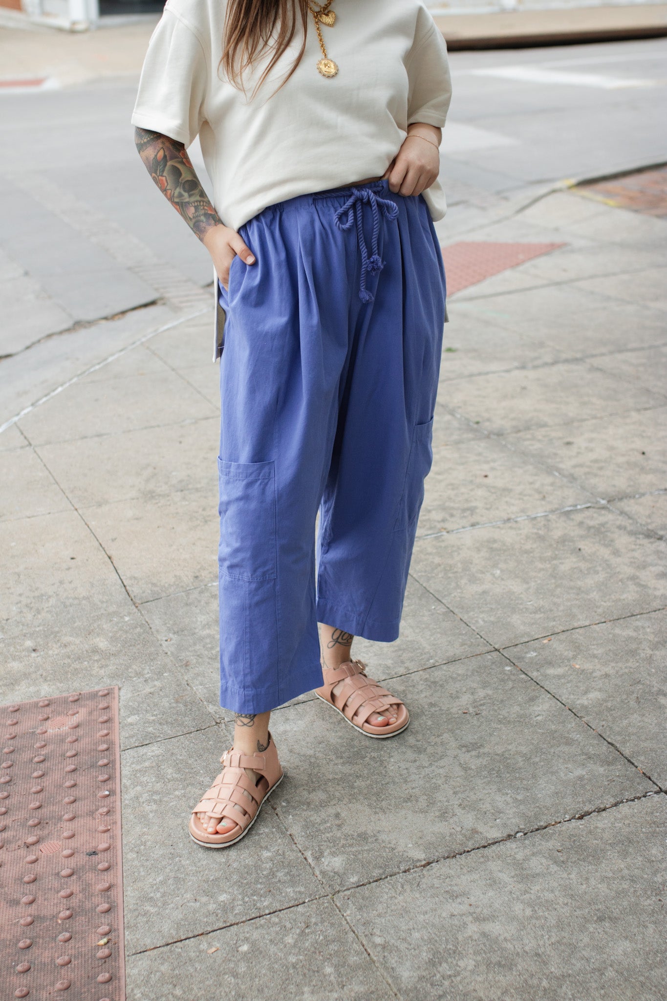 Mae Drawstring Billowy Harem Pants | Periwinkle