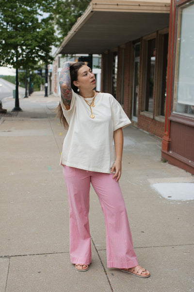 Claire French Terry Oversized Short Sleeve Top