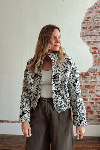 Mary Vintage Printed Butterfly Jacket