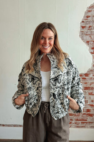 Mary Vintage Printed Butterfly Jacket