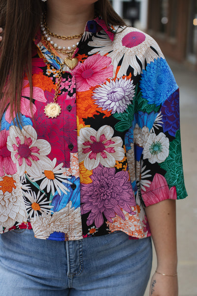 Maya Floral Button Down Top