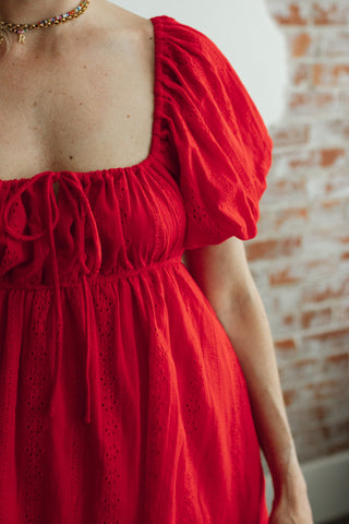 Syd Red Puff Sleeve Mini Dress