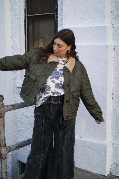 Fay Floral Waffle Long Sleeve Top