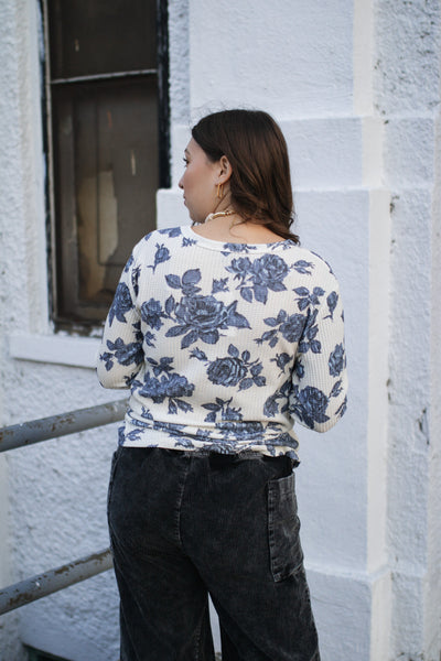 Fay Floral Waffle Long Sleeve Top
