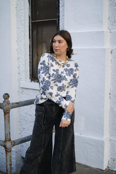 Fay Floral Waffle Long Sleeve Top