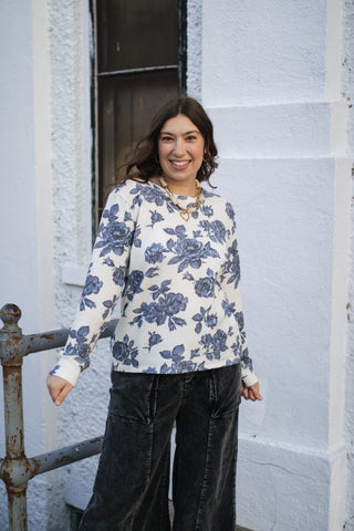 Fay Floral Waffle Long Sleeve Top