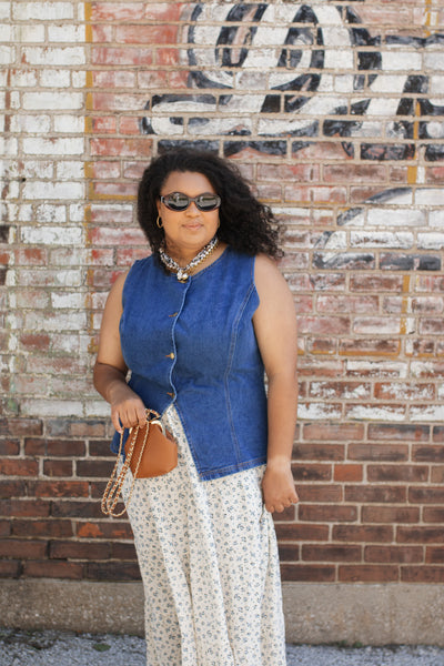 Ida Denim Button Vest Top