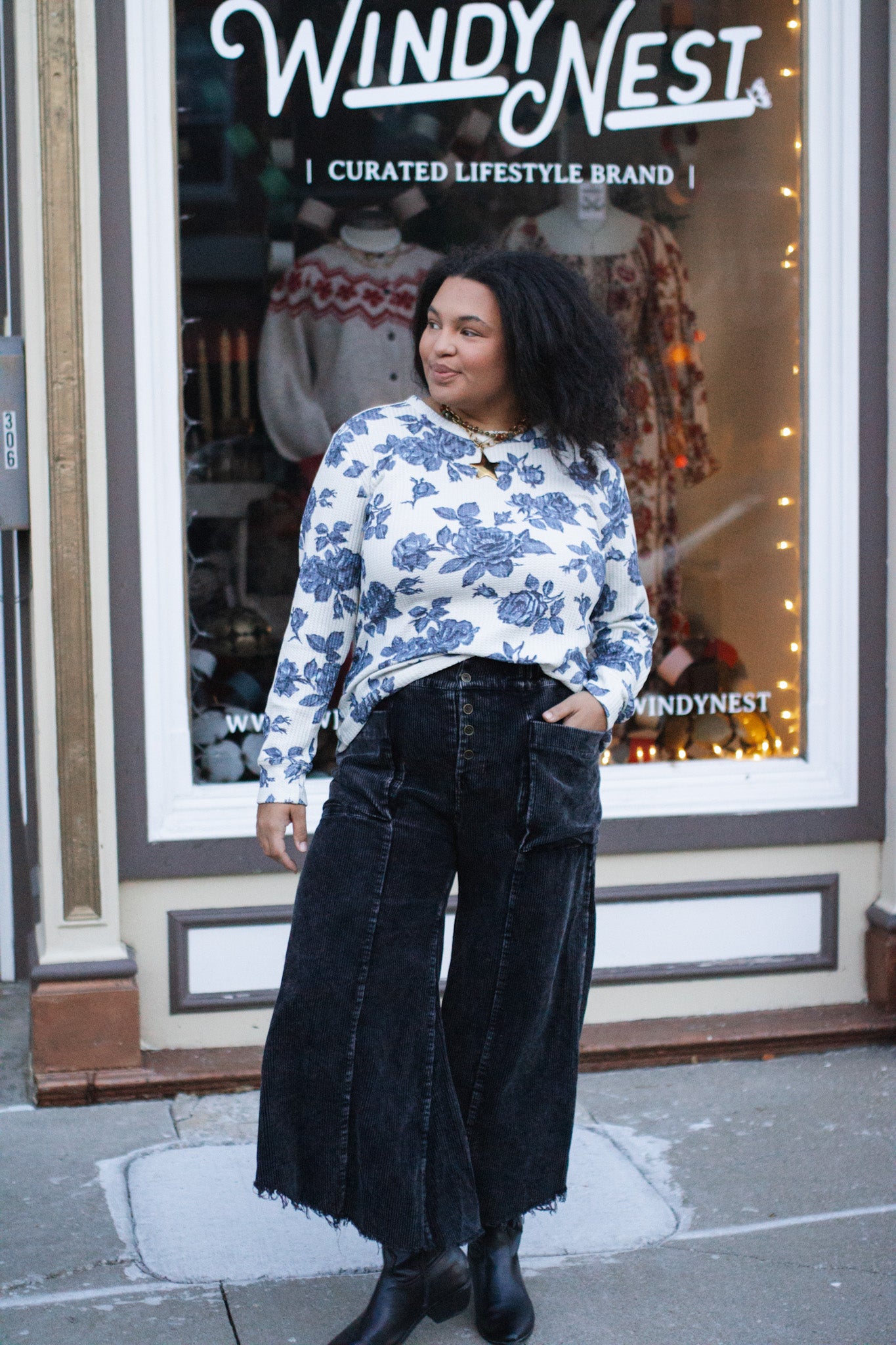 Kara Corduroy Wide Leg Pants | Black