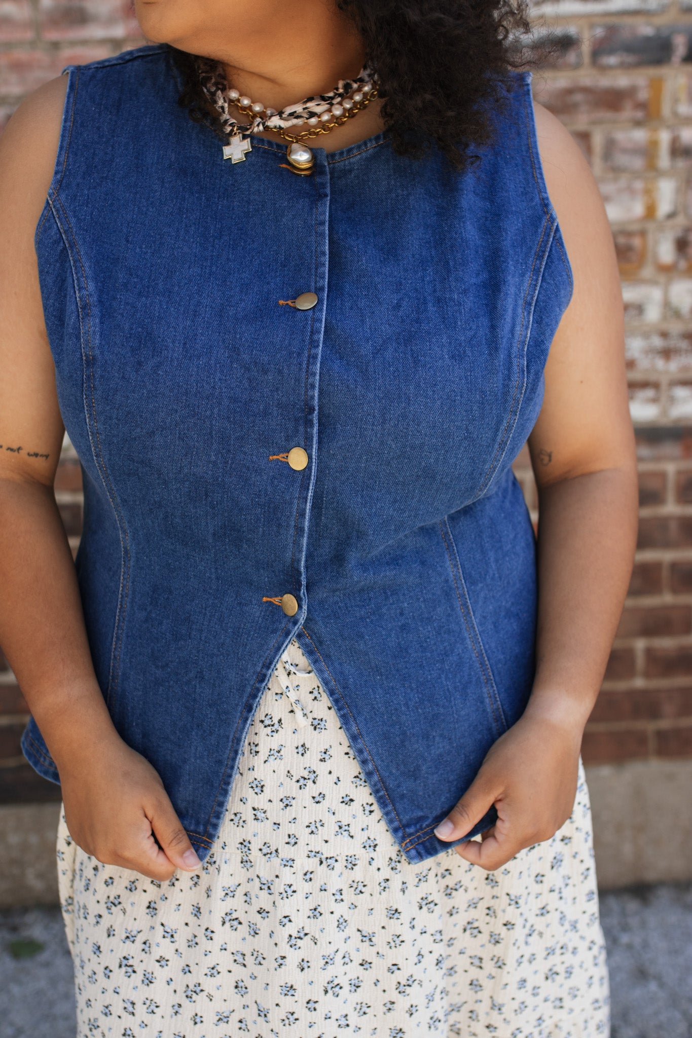 Ida Denim Button Vest Top