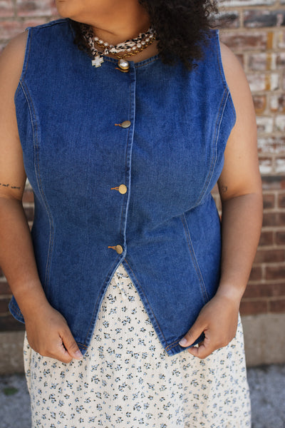 Ida Denim Button Vest Top