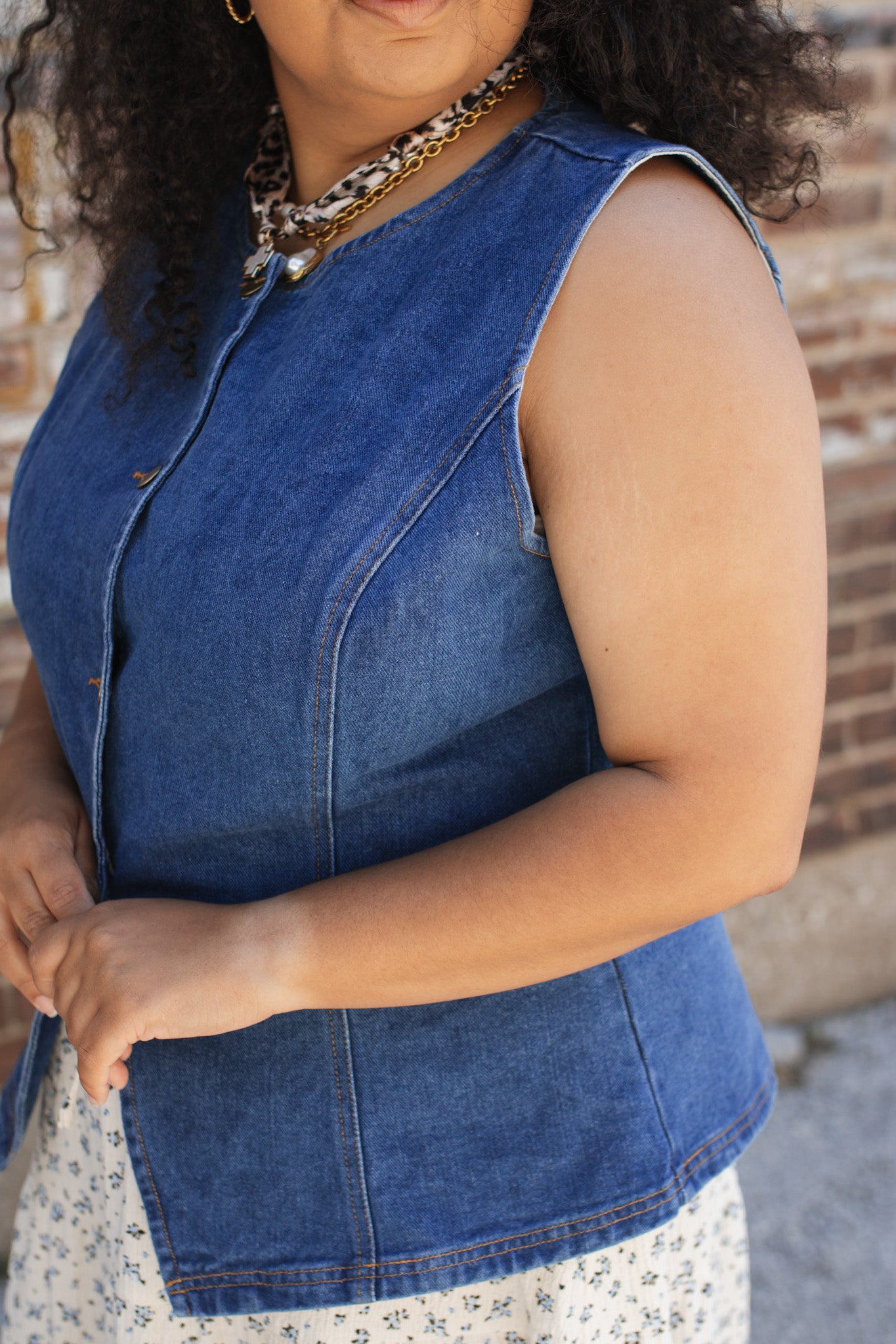 Ida Denim Button Vest Top