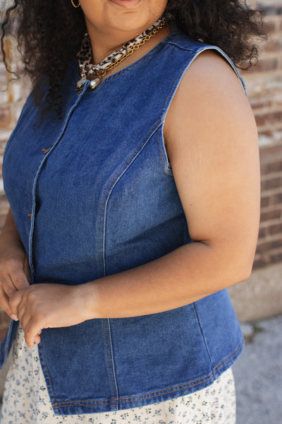 Ida Denim Button Vest Top