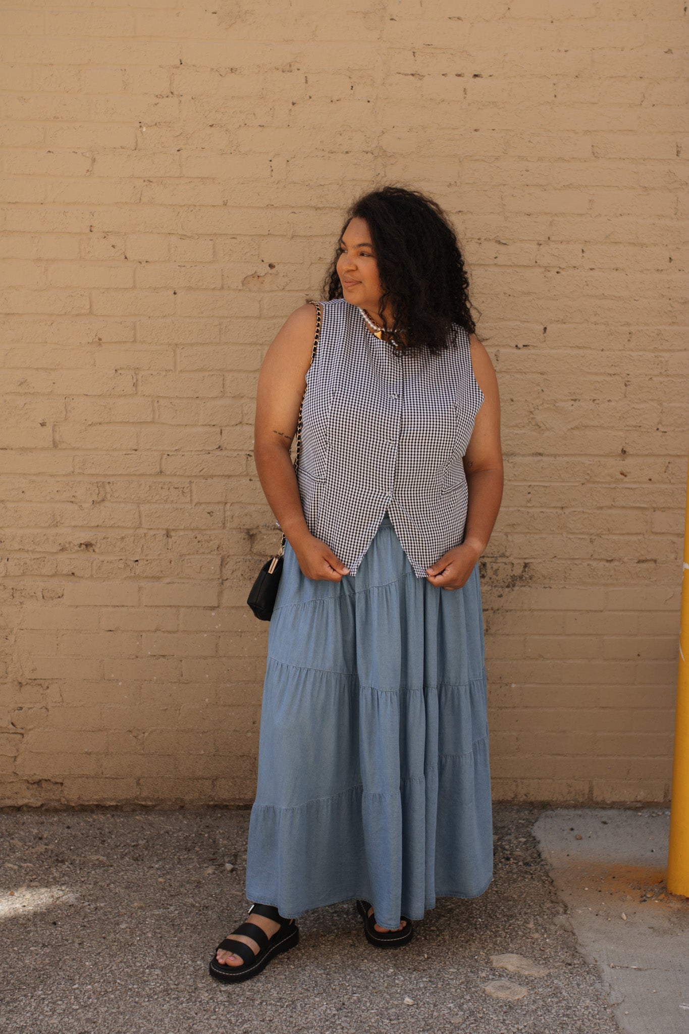 Elsie Gingham Button Vest Top