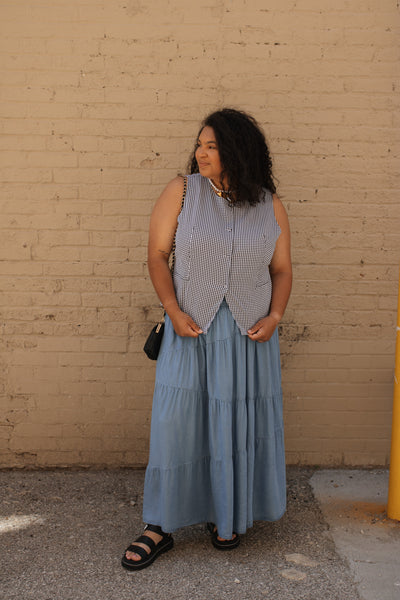 Elsie Gingham Button Vest Top