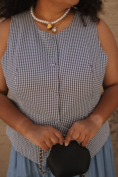 Elsie Gingham Button Vest Top