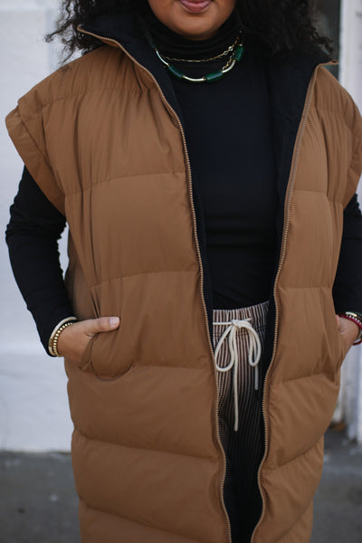 Annie Reversible Long Puffer Vest