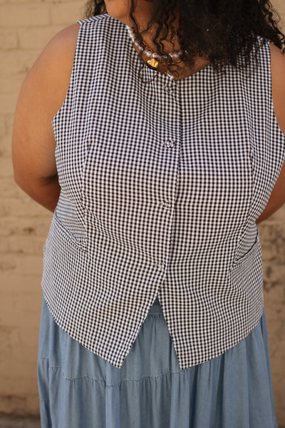 Elsie Gingham Button Vest Top