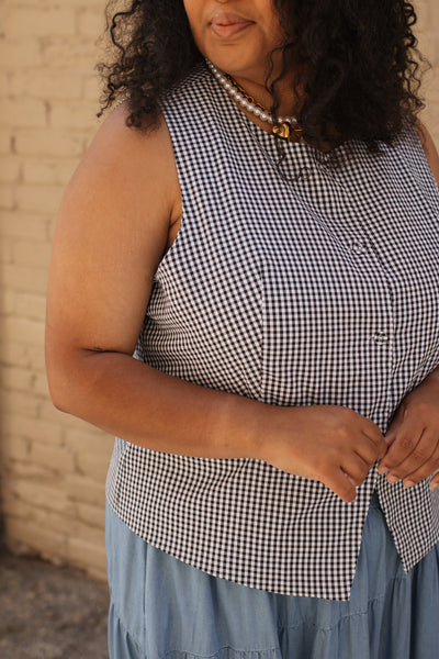 Elsie Gingham Button Vest Top
