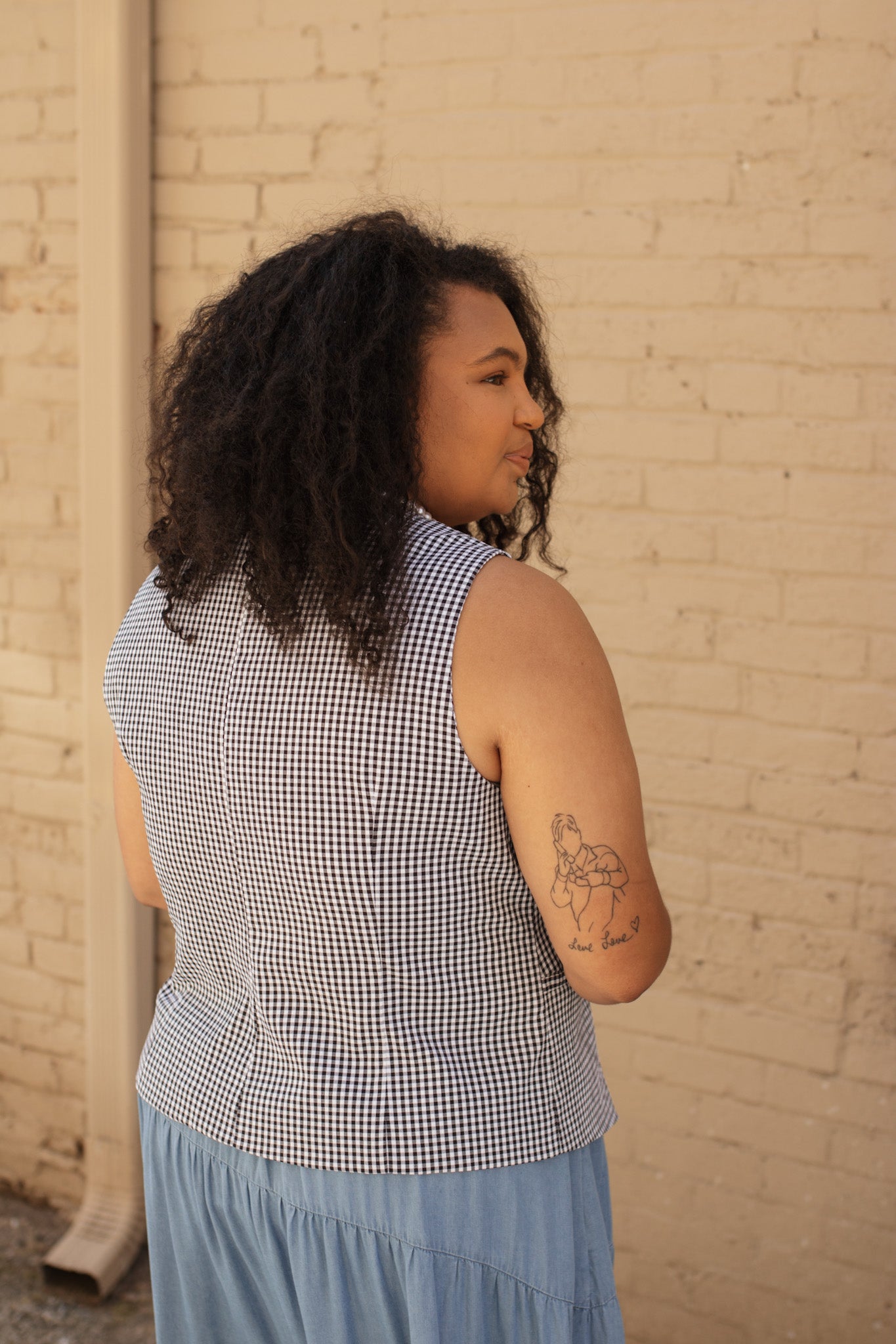 Elsie Gingham Button Vest Top