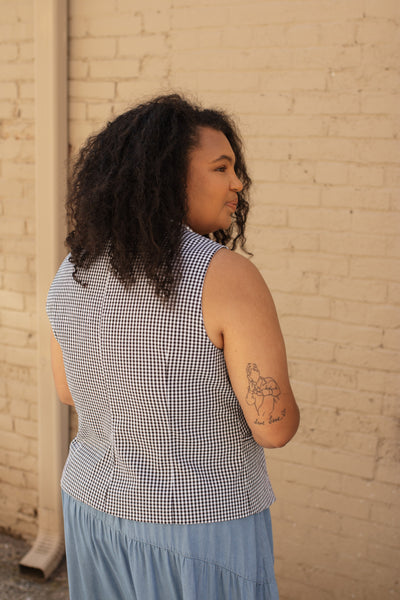 Elsie Gingham Button Vest Top