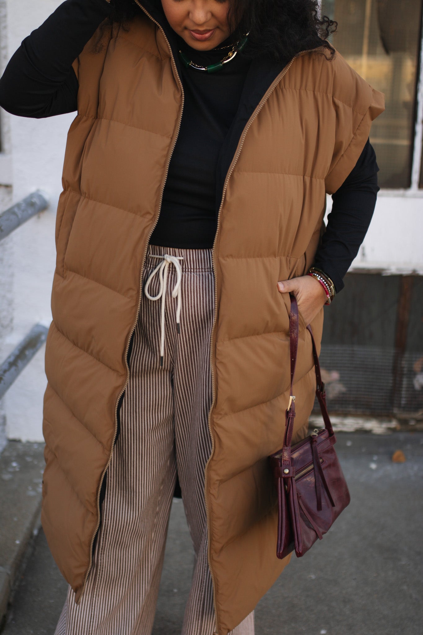 Annie Reversible Long Puffer Vest