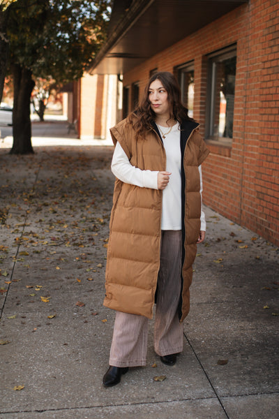 Annie Reversible Long Puffer Vest