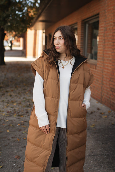 Annie Reversible Long Puffer Vest
