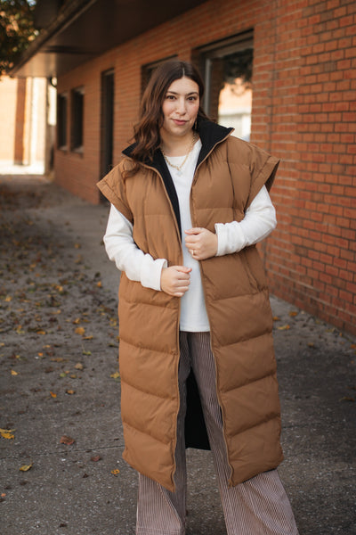 Annie Reversible Long Puffer Vest