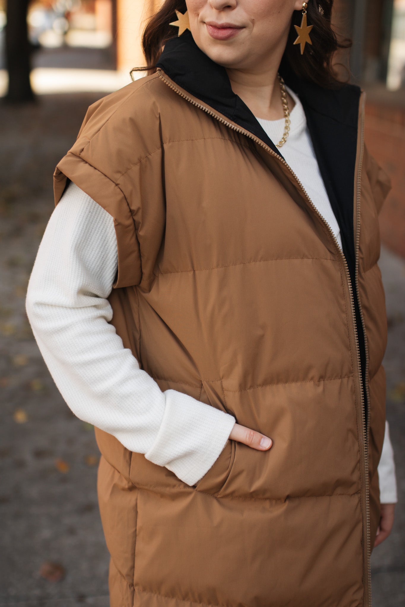 Annie Reversible Long Puffer Vest