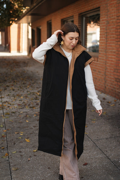 Annie Reversible Long Puffer Vest