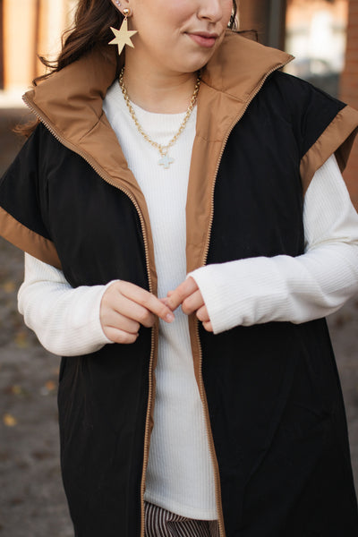 Annie Reversible Long Puffer Vest