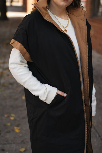 Annie Reversible Long Puffer Vest
