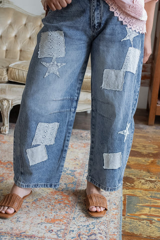 Briar Patchwork Barrel Jeans